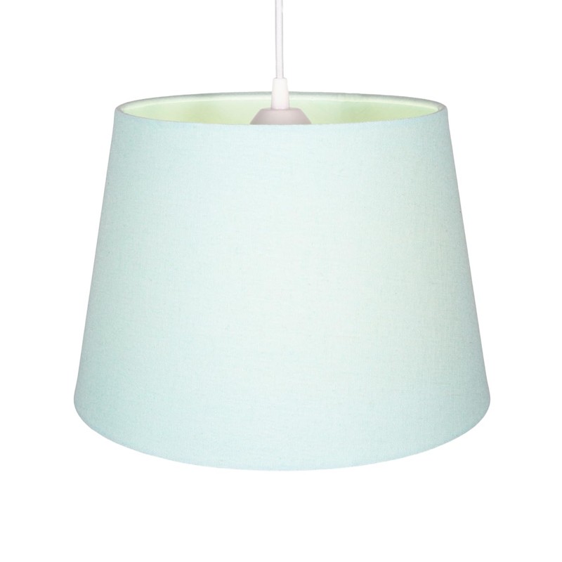 Traditional 8 Inch Duck Egg Linen Fabric Drum Table/Pendant Lamp