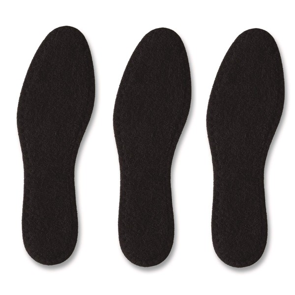 Pedag Summer | Terry Cotton Sockless Insoles | Barefoot Inserts Handmade in Germany | Absorbs Sweat & Controls Odor | Wear Without Socks | Washable | US Women 9/ Men 6/ EU 39 | Black | 3 Pair