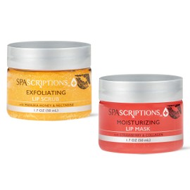 Spascriptions 2-Pack Lip Therapy Treatment to Fight Mask Wearing Dryness, Lip Scrubs and Lip Masks Exfoliate Hydrate and Sooth (Moisturizing)