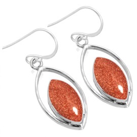 Jeweloporium 925 Sterling Silver Earring for Women Silver Earring Brown Gold Sunstone Gemstone Drop Dangle Vintage Christmas - Gift Solitaire Jewelry