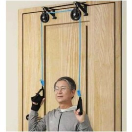 A 운동 기구 어깨 도르래 [D. 도어 걸이 더블 풀리 장갑 모래주머니] Shoulder Pulley Exercise Equipment [D. Door Hanging Double Pulley with Gloves and Sandbags]