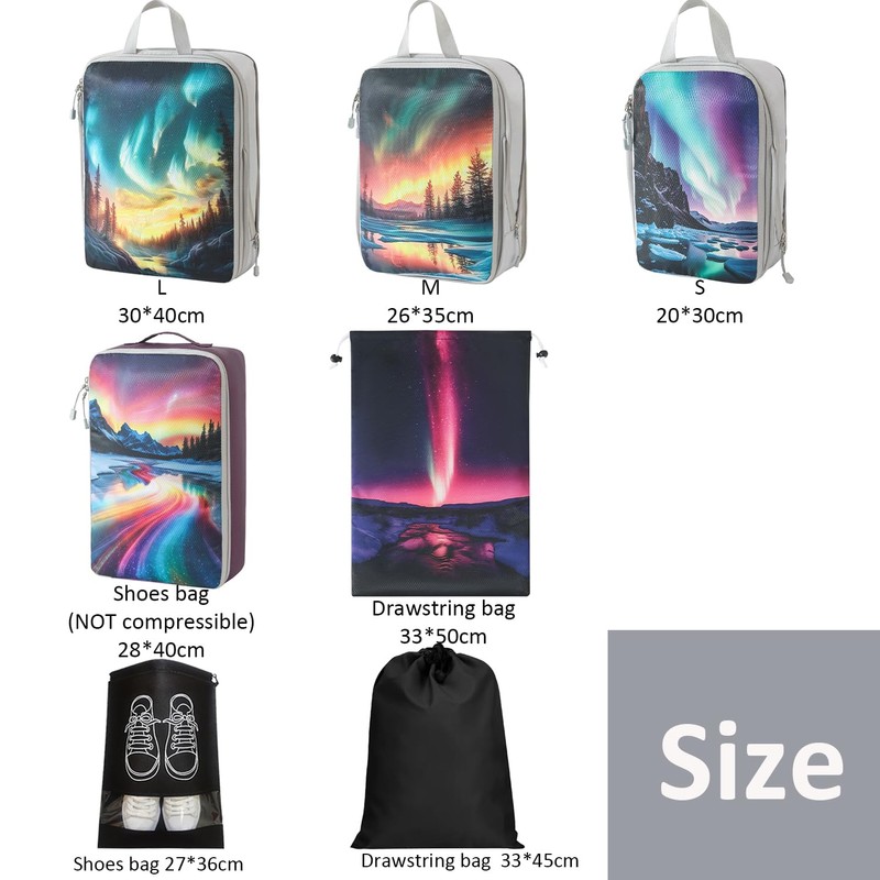 Packing Cubes, 7pcs Compression Packing Cubes for Travel Accessories Organisers