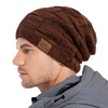 PAGE ONE Mens Winter Slouchy Beanie Warm Fleece Lined Skull