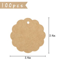 SallyFashion 100PCS Kraft Paper Tags with String, Round Circle Gift Tags with String Price Tags Clothes Tags for Clothing Price Gift Cupcake Tags