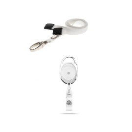 Retractable Badge Reel Lanyard with Safety Breakaway, ID Card Holder, Strong Metal Clip, 10mm Wide Lanyard, for Office, Staff, Work Passes, Swipe Card, Bank/Debit/Credit Cards, Bus Pass (1, White)