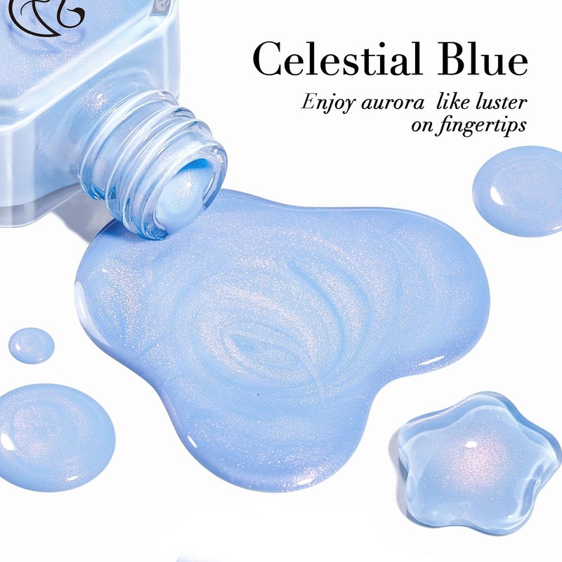 AZUREBEAUTY Nail Polish,Celestial Blue Quick Dry Complete Natural Super Lustrous