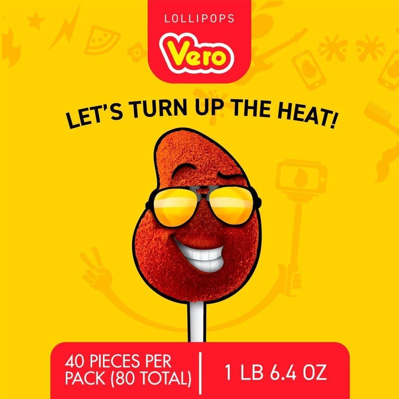 Vero Mango Flavored Lollipops Covered in Chili Powder 40 Count