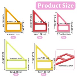 OLYCRAFT 5Pcs 5 Sizes Tiny Dog Bandana Sewing Template Set Small Reversible Triangle Sewing Quilting Acrylic Quilting Template Stencil Template Cutting Ruler for Small Dogs Cats Pets Bib Headscarfs