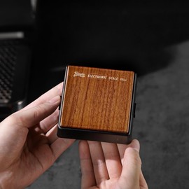 Mini Coffee Digital Scale with Timer, Kitchen Electronic Scale, 0.1g Precision, 1000g Max, Walnut Wood, Portable & Rechargeable (Wood Grain)