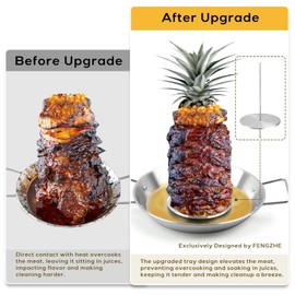 Fengzhe Al Pastor Skewer for Grill, Stainless Steel Vertical Stand, Brazilian Spit Stand with removable 3 Spikes, 2 Brushes, Anti-scalding Fittings, Fat Separator Tray, for Tacos Al Pastor, BBQ.