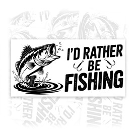 I'd Rather Be Fishing | Bumper Sticker or Car Magnet | Vintage Funny Fishing Fisher Magnetic Bumper for Cars [7.5x3.75]