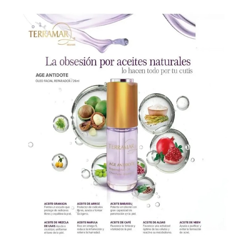 Terramar Óleo Facial Antiedad Hidratante Rostro Cuello Día Noche 30mL