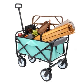 ESPIDOO Foldable Utility Wagon Cart: Heavy-Duty Metal Frame with 360° Swivel Wheels for Camping, Beach & Picnics - Includes 3-Pc Waterproof Cover Set, Lightweight & Compact for Outdoor Enthusiasts