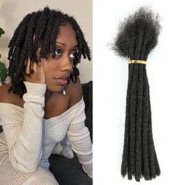 6-18 Inch Dreadlock Extensions Human Hair Fully Handmade Human Hair Dreadlock Extensions for Man/Women Locs Extensions Human Hair Can Be Dyed Bleached Curled (6Inch-10Strands, 0.6CM Width-1B)