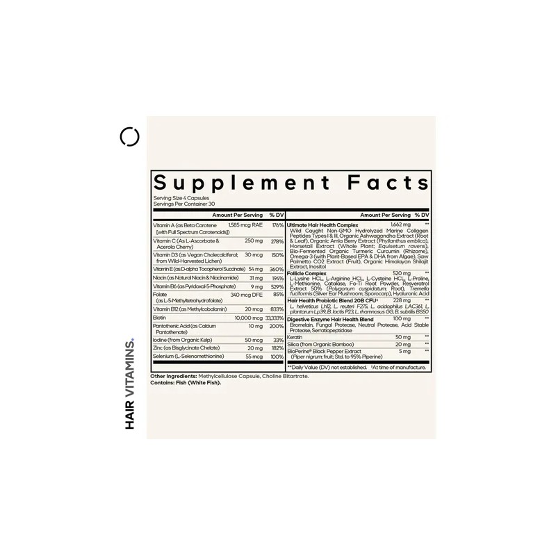 Codeage Hair Vitamins 10000 Mcg Biotin Keratin 120 Cápsulas