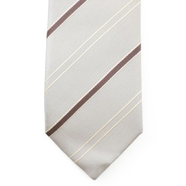 Michi Kolondon Brand Necktie, Made in Japan, 100% Silk, Regimen Stripe, Regular Size, C-Pattern: Beige