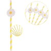 Disposable Daisy Paper Straws - Floral Straws for Kids Birthday