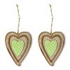 DARO DEKO Wooden Hanging Heart 28 cm Brown/Green Pack of