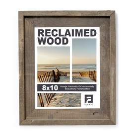 Rustic 8x10 Picture Frame, Reclaimed Barnwood Frame with Tempered Glass, Distressed Gallery Frame Set, Mounting or Table Display for Photos Posters