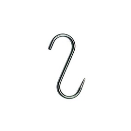 Dagema Stainless Steel Meat Hook, 10 x 160/6 mm, J Shape, Modern, Wall Mounting, Practical Ends (Blunt and Pointed) for Butchers, Smokes, Max. 70 kg