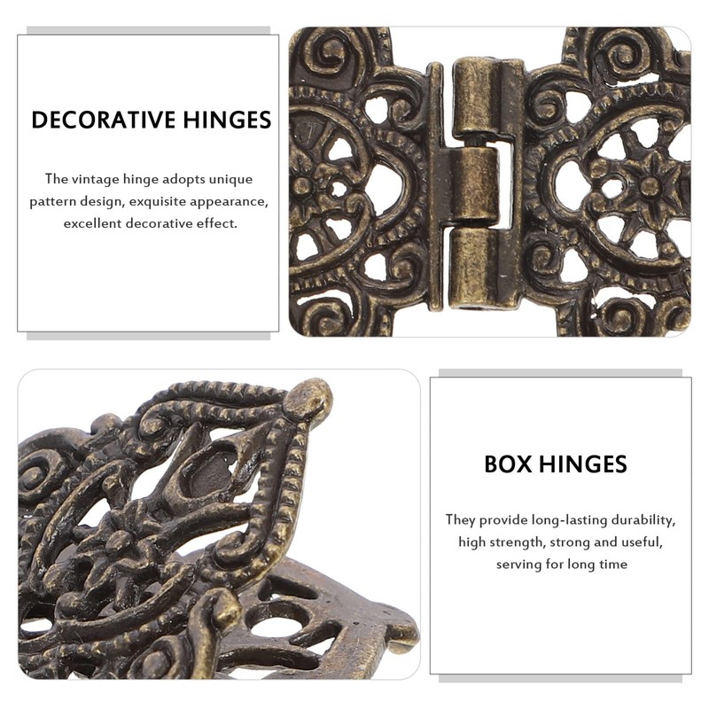 Operitacx 20 Pieces Antique Small Brass Hinges Box Hinges with