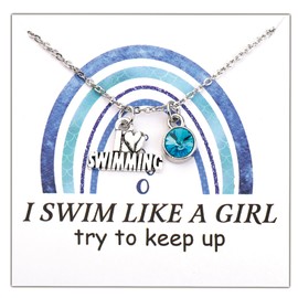 Swimming Necklace Swimming Lover Gifts Swim Like A Girl Swim Team Gift Swim Coach Necklace Swimming Girl Gift (Swimming N eu)