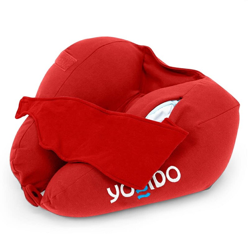 Yogibo Neck Pillow, X Logo, Polyester, Travel, Navy Blue