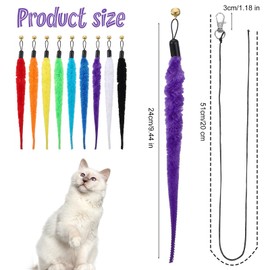 guduling 21 Pcs Cat Toy Worms Fuzzy,Fuzzy Worm Cat Toy Refills with 3 Lobster Clasp Strings, Interactive Kitten Toys for Indoor Cats (9 Colors, 9.4 x 0.8 in)