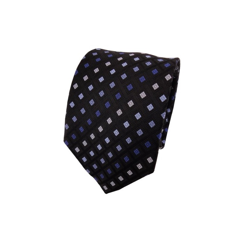 TigerTie Silk Tie Blue Light Blue Royal Black Patterned with
