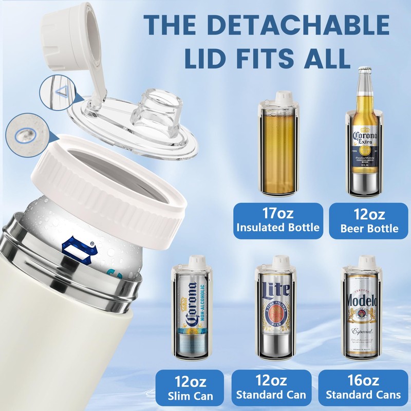 5-in-1 Insulated Can Cooler with Fizz Lid, 12 & 16