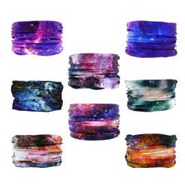 SMEHCF 8 Multifunctional Face Mask Motorcycle Mask Sports Mask Balaclava Mask Neck Cuff Scarf Bandana for Women Men Nebula Galaxy Star Milky Way Universe Space Supernova Moon, 8 x Nebula seamless half