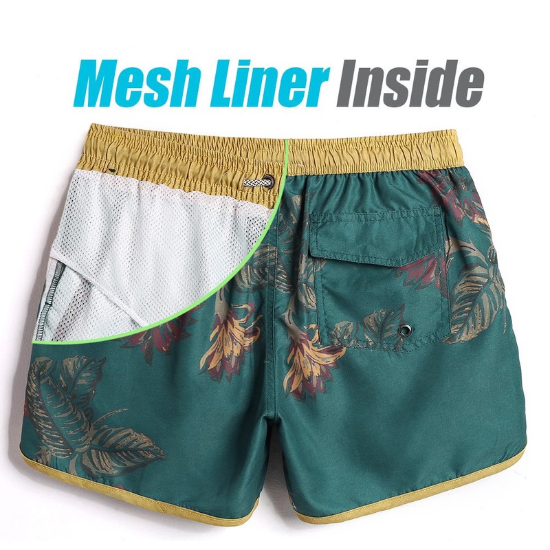 MaaMgic Mens Boys Vintage Swim Trunks with Mesh Lining Quick