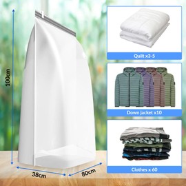 WOOWAIR 4 Stück Würfel Vakuumbeutel, 80x100x38cm Vacuum Bags, Transparente Aufbewahrungstasche, Extra große Vakuum Kleiderbeutel für Bettdecken, Bettwäsche, Steppdecken