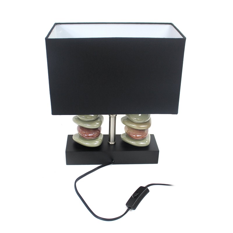 Elegant Designs LT1036-BLK Rectangular Dual Stacked Stone Ceramic Table Lamp,