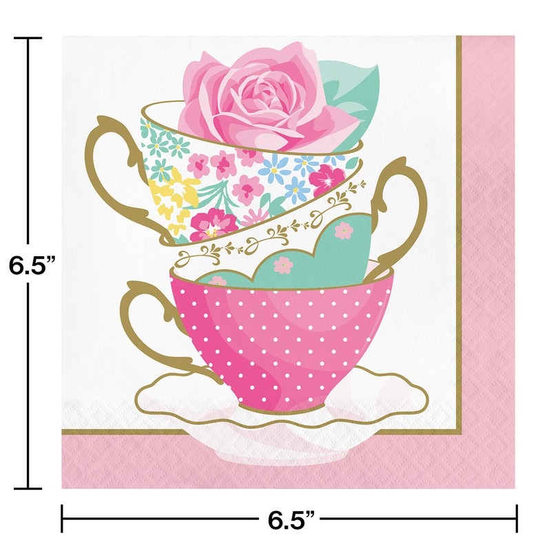 Creative Converting Floral Tea Party Teacup Napkins, 16 ct, Multicolor,