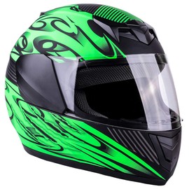 Typhoon Youth Full Face Motorcycle Helmet Kids DOT Street - Matte Green ( XL )