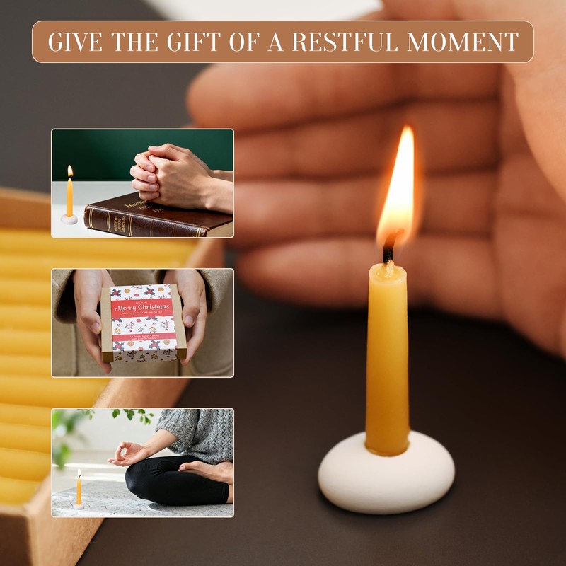 20 Minute Beeswax Meditation Candles for Christmas - 24pcs Mini