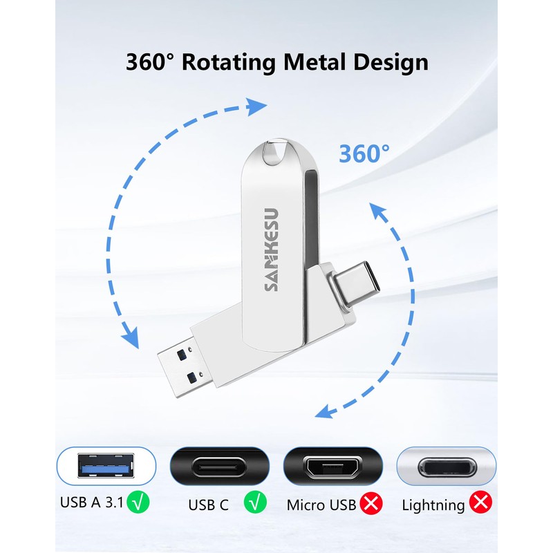 SANKESU 512GB USB C Flash Drive 3.1,Read Speed Up to