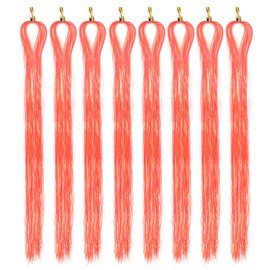 Hair Tinsel Extensions Orange Colorful Glitter Tinsel Hair Kit Heat Resistant 42 Inch Sparkling Fairy Hair Accessories for Women Kids Girls 8 Pcs 200 Strands/Pcs