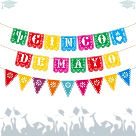 DONCIDAY Mexican Cinco De Mayo Party Decorations Burlap Fiesta Banner Dia De Los Muertos Decor Day of the Dead Themed Party Decorations Supplies