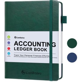Accounting Ledger Book - Ledger Books Bookkeeping for Personal & Small Business Accounting, Expense Tracker Notebook for Expenses, Deposits & Balance, A5 Log Book for Small Business Essentials, Green