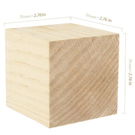 HEIHAK 8 PCS 2.75 Inch Unfinished Wood Blocks, Natural Solid Square Wood Blocks Wooden Cubes for Craft Carving Painting Decoration