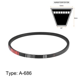 sourcing map A686 V-Belts 686mm Inner Girth 13mm Top Width 8mm Thickness A-Section Rubber Drive Transmission Belt 2pcs