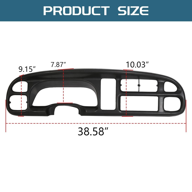 KUAFU Dash Bezel Cover Compatible with 1998-2002 Dodge Ram Truck