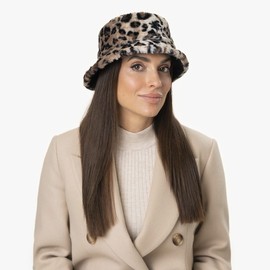 Mayser Ella Bucket Fabric Hat with Leo Pattern Women's Hat Winter Hat Fishing Hat Women – Made in the EU Lining Autumn Winter, beige