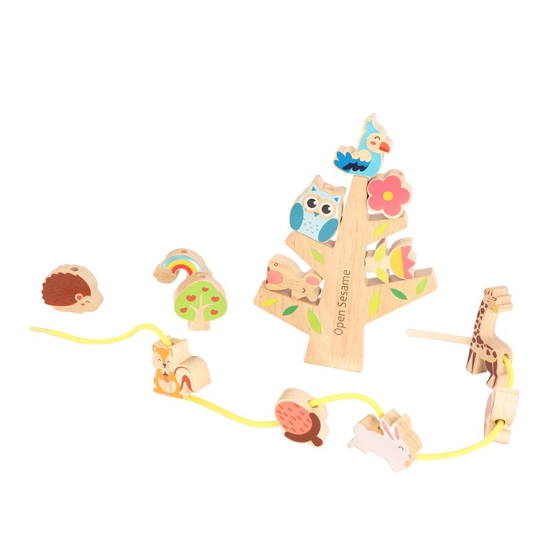 Wooden Animals Stacking Toy Colorful Improve Coordination Blocks Balancing Tree