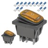 2-Pack Waterproof Rocker Toggle Switch with Yellow Button, ON/Off/ON DPDT