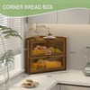 Corner Bread Box for Kitchen Countertop Bamboo Bread Holder Large