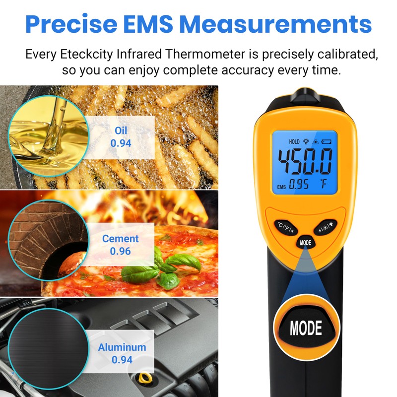 Etekcity Etekcity Infrared Thermometer, -50C~610C(-58F~1130F), Non-Contact Digital Laser Temperature Gun