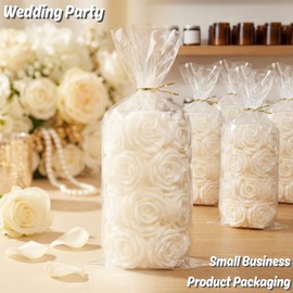 Wowfit 50 CT 9x14 Inch Clear Flat Cellophane Gift Bags with 6" Gold Twist Ties, Cello Packaging for Goodies, Decorations, and Wedding Gift Wrapping